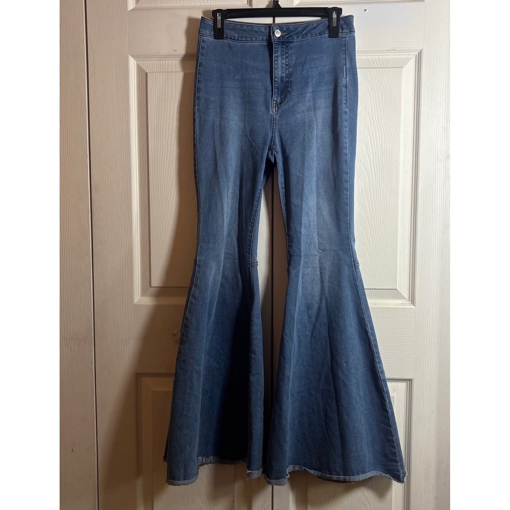 Free People We The Free Just Float On Flare Jeans Blue Denim 27 High Rise Bell
